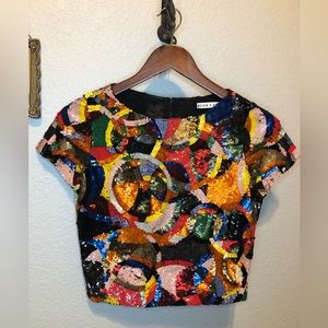 Alice & Olivia Kelli crop top